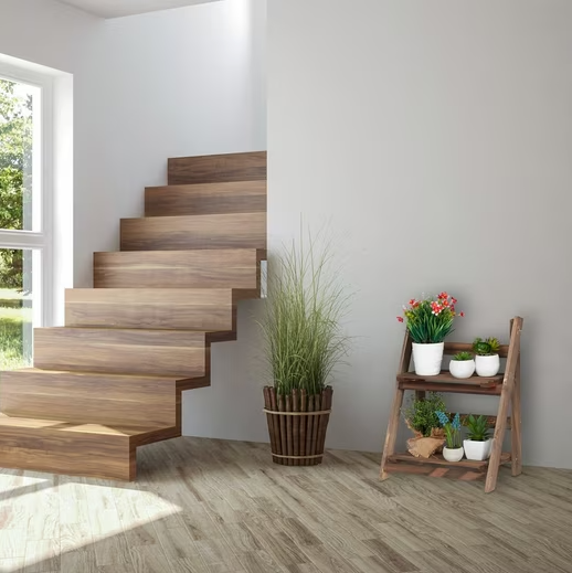 Blumentreppe Holz 2 Etagen klappbar | Pflanzenregal Leiter braun | 41x51,5 cm | Innen & Außen