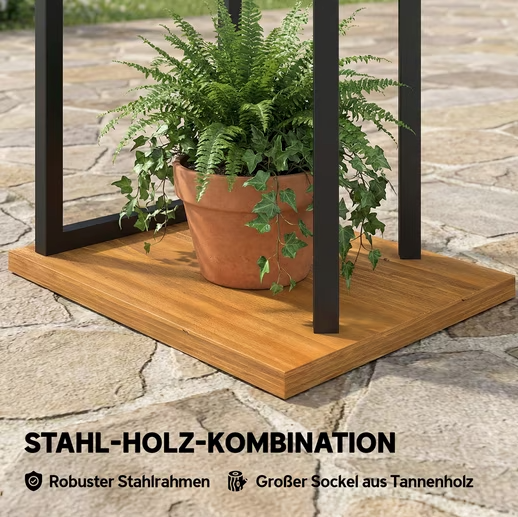 Blumenständer 7 Etagen Stahl-Holz | Pflanzenregal 130 cm hoch | Treppenregal Innen & Außen | Regines Gartenmarkt