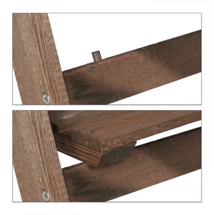 Blumentreppe Holz 2 Etagen klappbar | Pflanzenregal Leiter braun | 41x51,5 cm | Innen & Außen